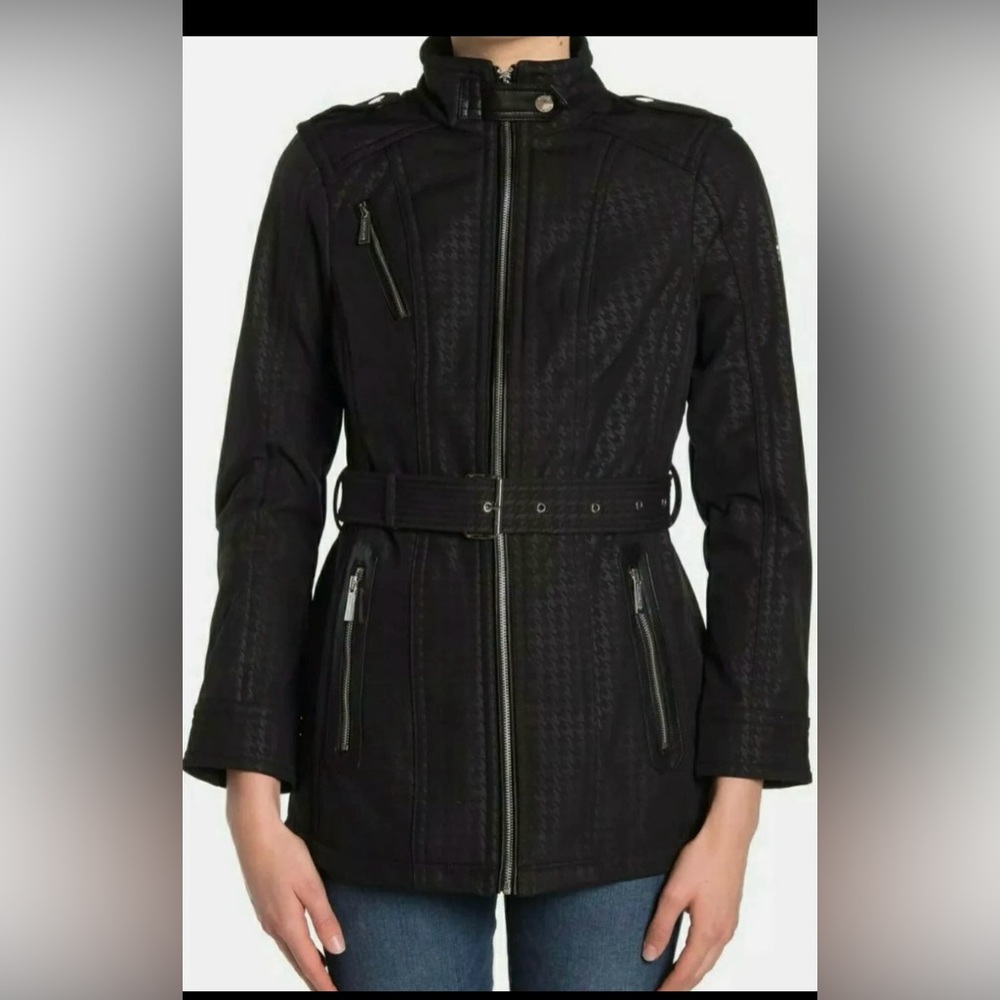 MICHAEL MK Faux Leather
Belted Jacket